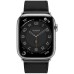 Apple Watch Hermes Series 8 45mm Silver Stainless Steel Case with Single Tour Deployment Buckle, Noir (черный)
