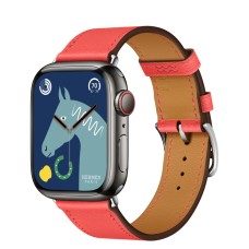 Apple Watch Hermes Series 8 45mm Space Black Stainless Steel Case with Single Tour, Rose Texas (розовый)
