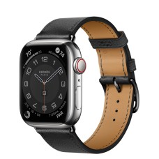 Apple Watch Hermes Series 8 41mm Silver Stainless Steel Case with Single Tour, Noir (черный)
