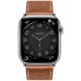 Apple Watch Hermes Series 8 45mm Silver Stainless Steel Case with H Diagonal Single Tour, Gold (золотой)