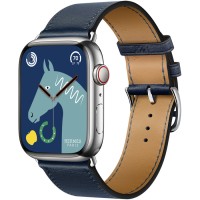 Apple Watch Hermes Series 8 45mm Silver Stainless Steel Case with Single Tour, Navy (синий)