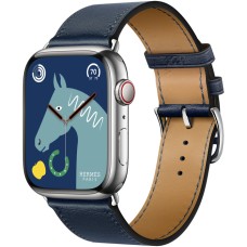 Apple Watch Hermes Series 8 45mm Silver Stainless Steel Case with Single Tour, Navy (синий)