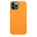 Кожаный чехол MagSafe для iPhone 12 Pro Max (Оранжевый)