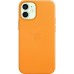 Кожаный чехол Leather Case MagSafe для iPhone 12 Mini (Оранжевый)
