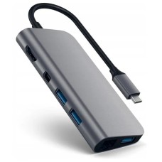 USB-концентратор Satechi Aluminum Type-C Multimedia Adapter (ST-TCMM8PA), разъемов: 4, space gray