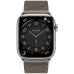 Apple Watch Hermes Series 8 45mm Silver Stainless Steel Case with H Diagonal Single Tour, Gris Meyer (серый)