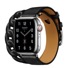 Apple Watch Hermes Series 8 41mm Silver Stainless Steel Case with Gourmette Double Tour, Noir (черный)