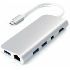 USB-концентратор Satechi Aluminum Type-C Multimedia Adapter (ST-TCMM8PA), разъемов: 4, silver