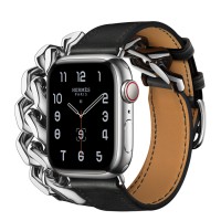 Apple Watch Hermes Series 8 41mm Silver Stainless Steel Case with Gourmette Metal Double Tour, Noir (черный)
