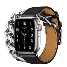 Apple Watch Hermes Series 8 41mm Silver Stainless Steel Case with Gourmette Metal Double Tour, Noir (черный)