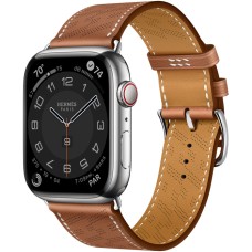 Apple Watch Hermes Series 8 45mm Silver Stainless Steel Case with H Diagonal Single Tour, Gold (золотой)